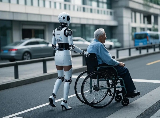 服務機器人在晝夜循環中守護人類生活